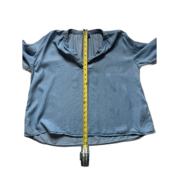 J. Jill Denim V-Neck 3/4 Sleeve Pullover Blouse - Picture 7 of 8